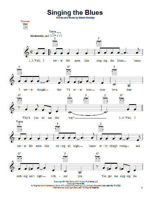 Marty Robbins Singing The Blues sheet music notes and chords arranged for Easy Piano