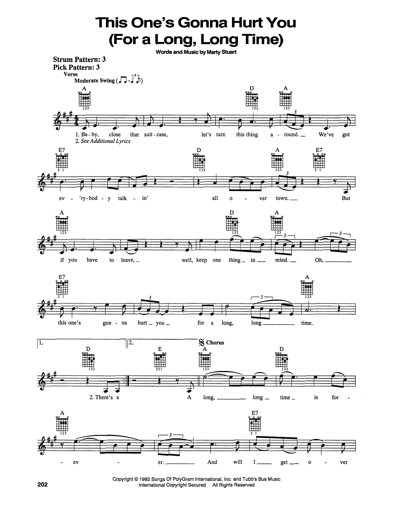 Marty Stuart and Travis Tritt This One's Gonna Hurt You (For A Long, Long Time) sheet music notes and chords arranged for Easy Guitar