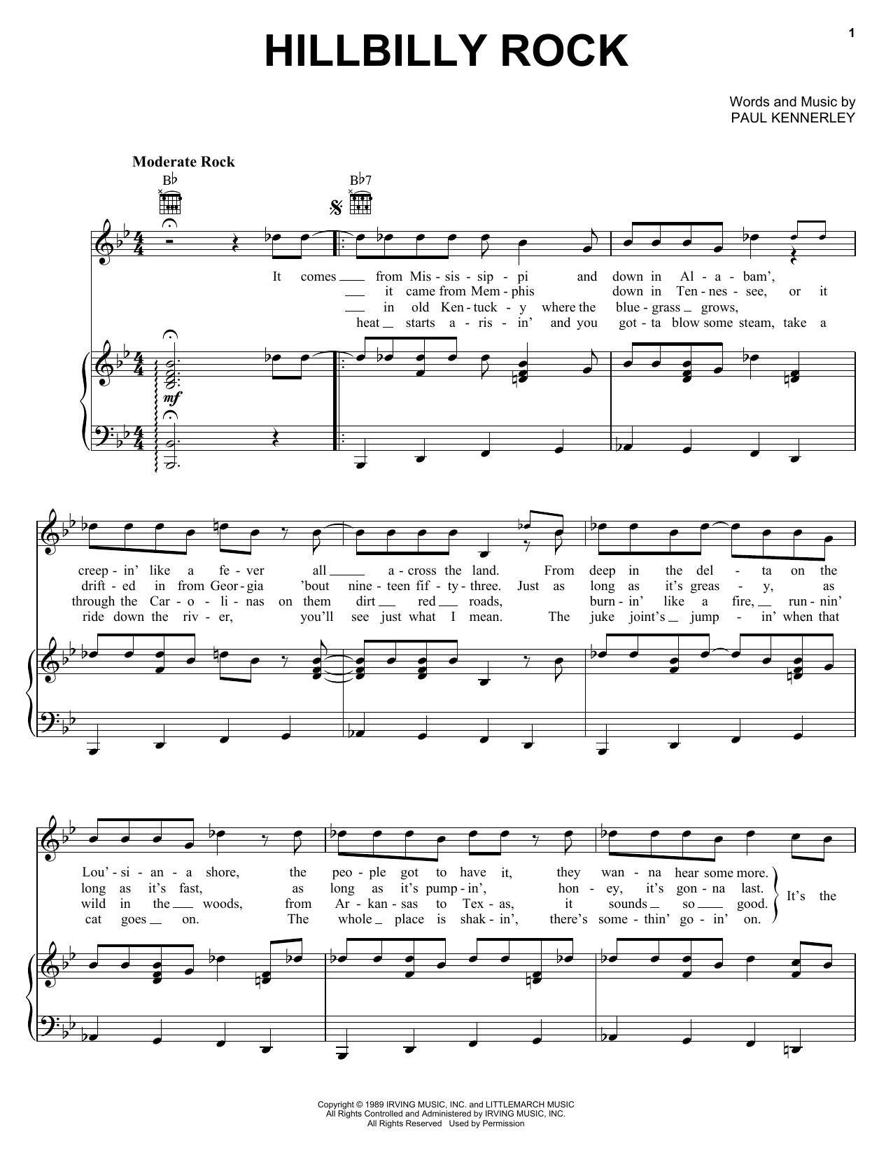 Marty Stuart Hillbilly Rock sheet music notes and chords arranged for Piano, Vocal & Guitar Chords (Right-Hand Melody)