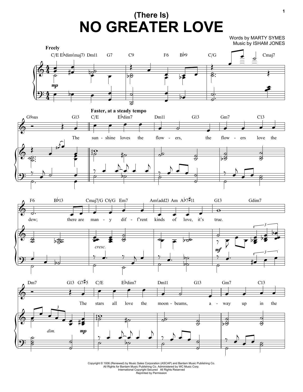 Marty Symes and Isham Jones (There Is) No Greater Love [Jazz version] (arr. Brent Edstrom) sheet music notes and chords arranged for Piano & Vocal