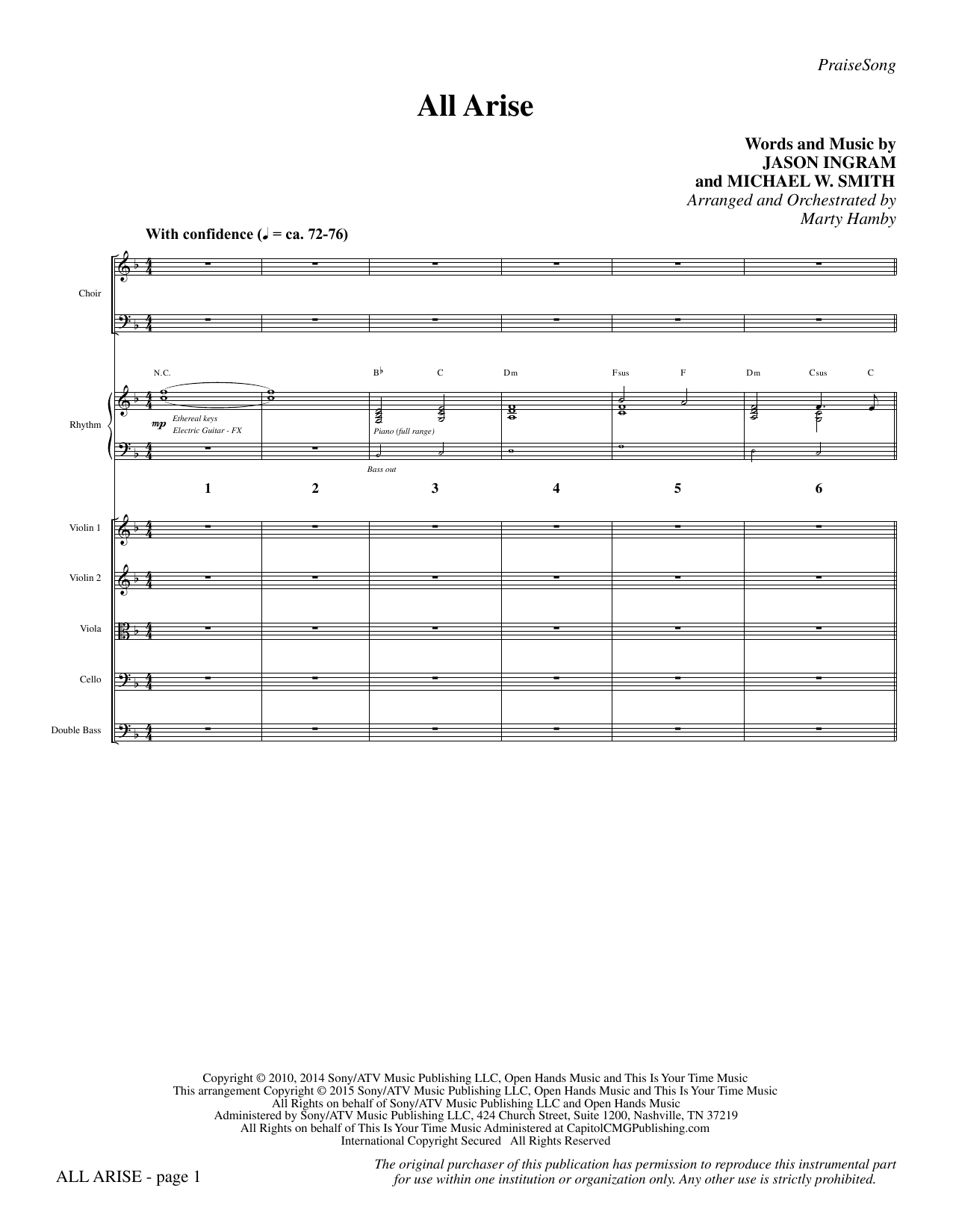 Marty Hamby All Arise - Full Score sheet music notes and chords. Download Printable PDF.