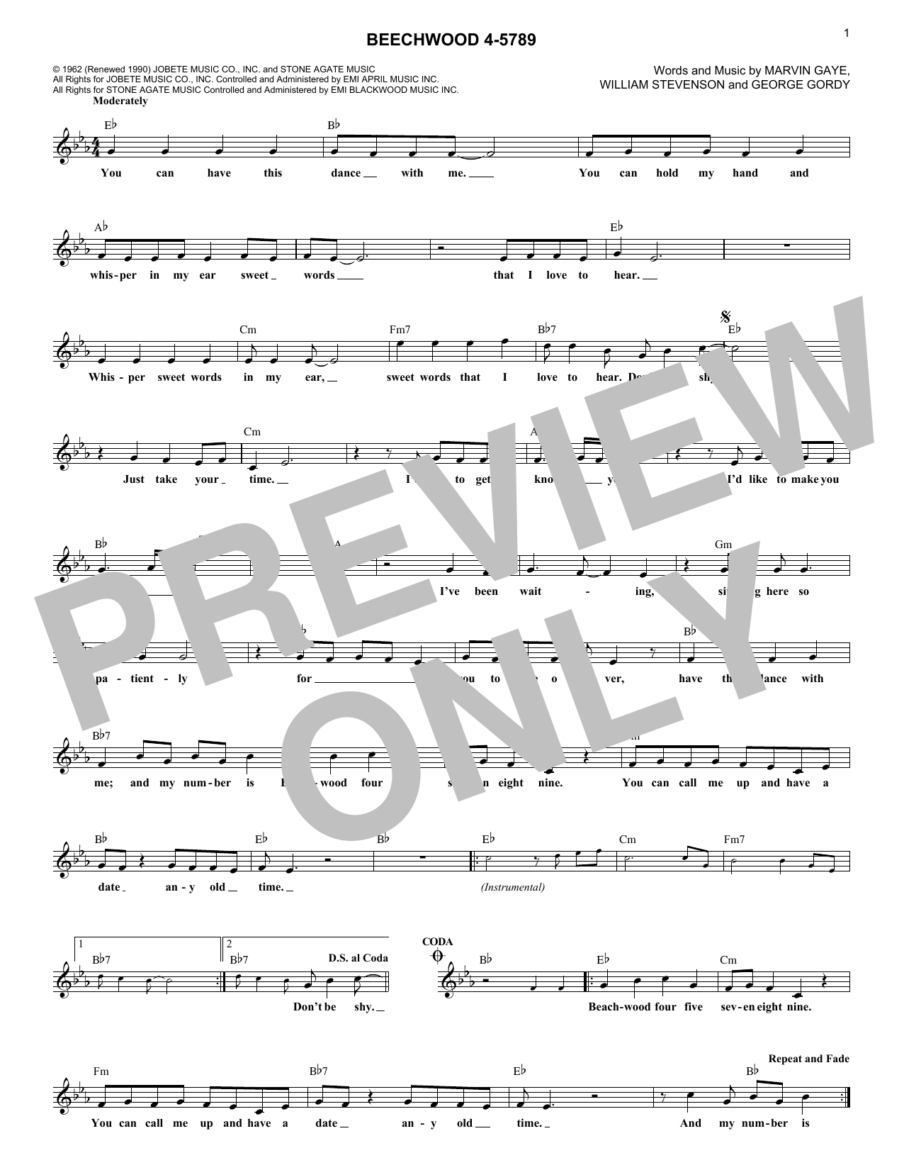 The Marvelettes Beechwood 4-5789 sheet music notes and chords arranged for Lead Sheet / Fake Book