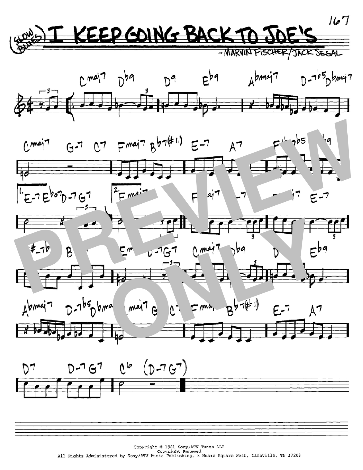 Marvin Fisher I Keep Going Back To Joe's sheet music notes and chords arranged for Real Book – Melody & Chords – C Instruments