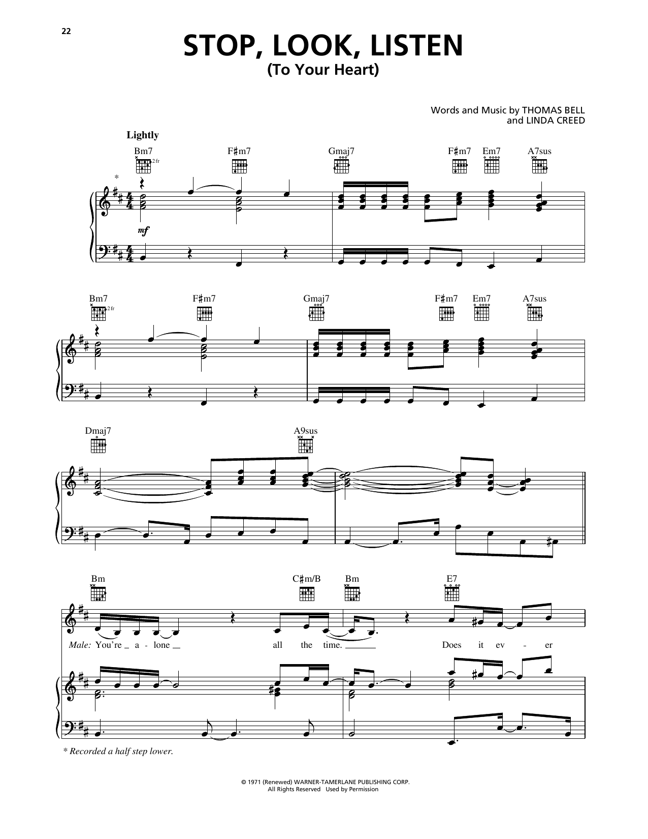 Marvin Gaye & Diana Ross Stop, Look, Listen (To Your Heart) sheet music notes and chords arranged for Piano, Vocal & Guitar Chords (Right-Hand Melody)