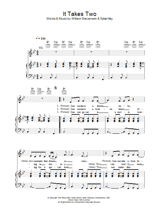 Marvin Gaye & Kim Weston It Takes Two sheet music notes and chords arranged for Piano, Vocal & Guitar Chords