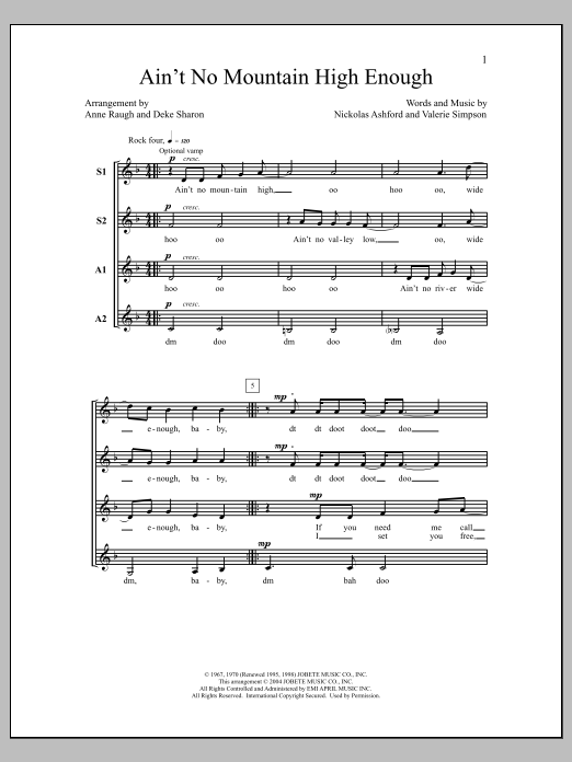 Marvin Gaye & Tammi Terrell Ain't No Mountain High Enough (arr. Deke Sharon) sheet music notes and chords arranged for SSAA Choir