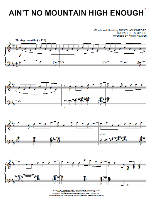 Marvin Gaye & Tammi Terrell Ain't No Mountain High Enough (arr. Phillip Keveren) sheet music notes and chords arranged for Piano Solo