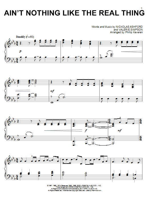 Marvin Gaye & Tammi Terrell Ain't Nothing Like The Real Thing (arr. Phillip Keveren) sheet music notes and chords arranged for Piano Solo