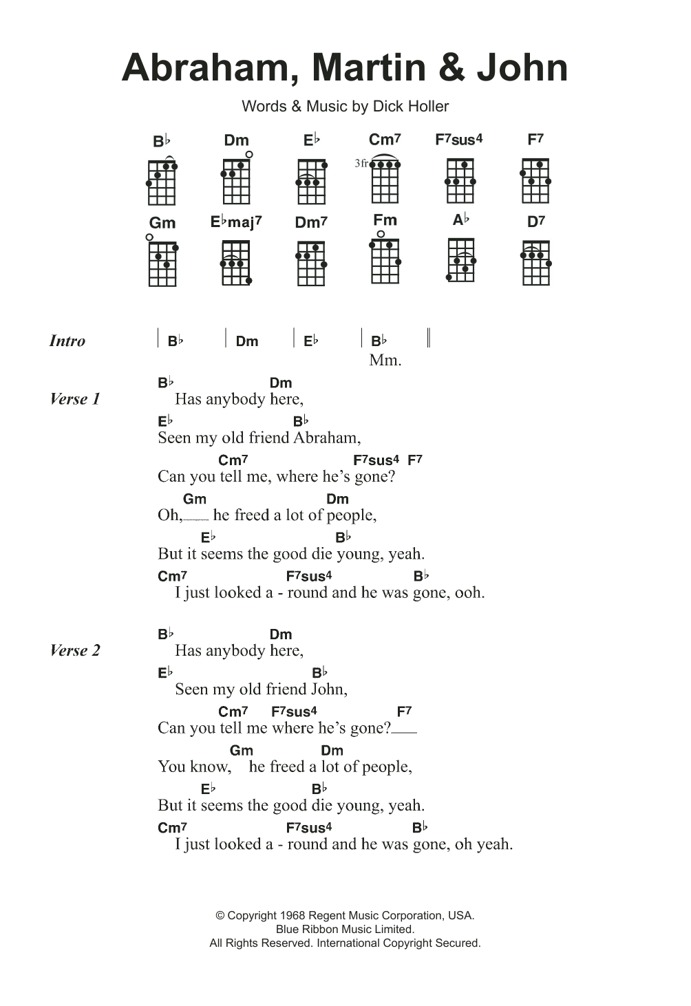 Marvin Gaye Abraham, Martin & John sheet music notes and chords arranged for Ukulele