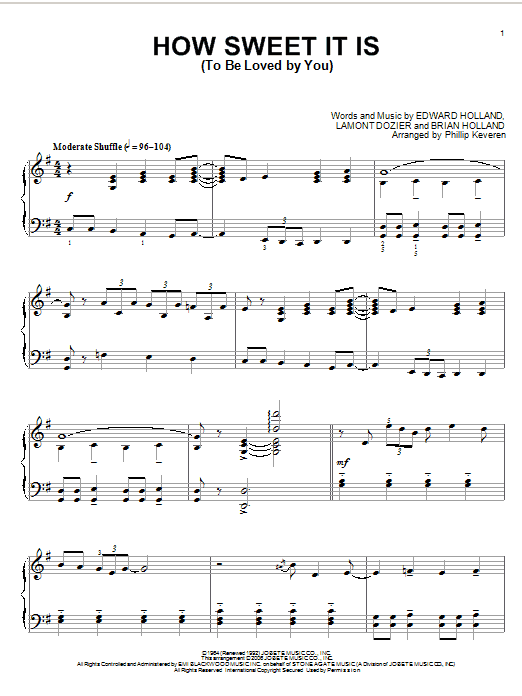 Marvin Gaye How Sweet It Is (To Be Loved By You) (arr. Phillip Keveren) sheet music notes and chords arranged for Piano Solo