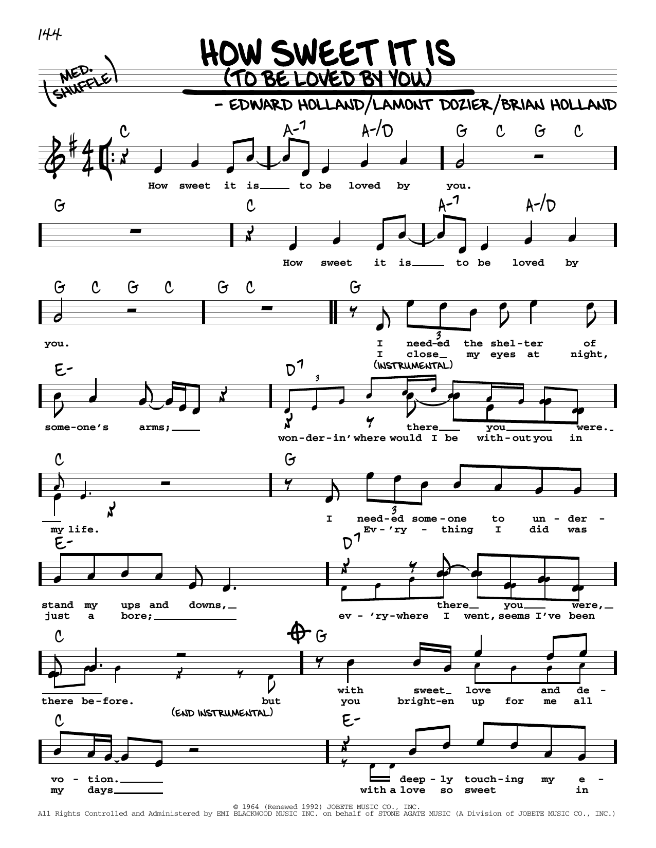 Marvin Gaye How Sweet It Is (To Be Loved By You) (High Voice) sheet music notes and chords arranged for Real Book – Melody, Lyrics & Chords
