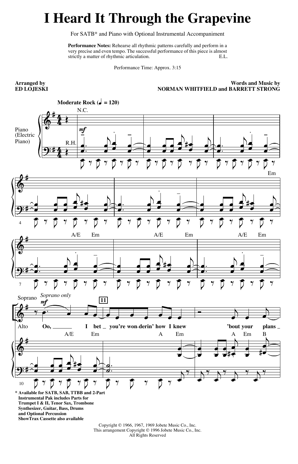 Marvin Gaye I Heard It Through The Grapevine (arr. Ed Lojeski) sheet music notes and chords arranged for SATB Choir