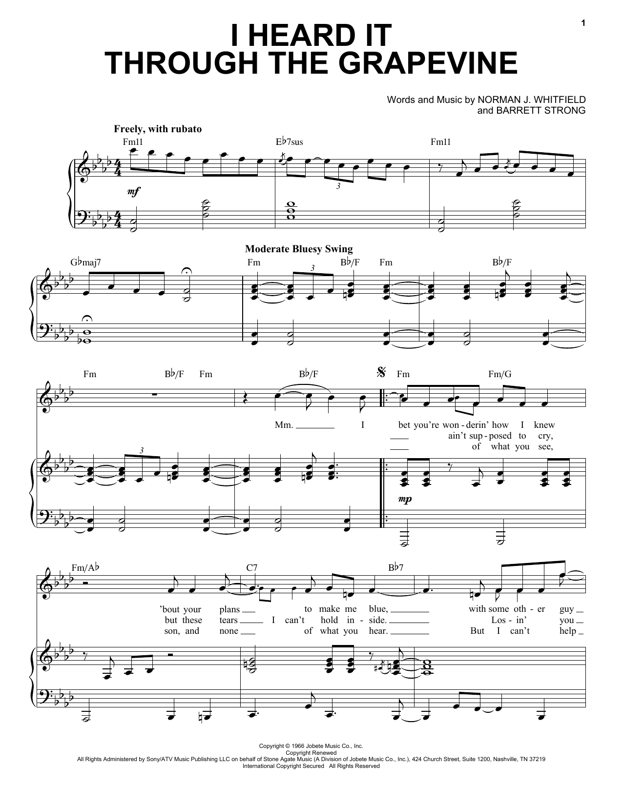 Marvin Gaye I Heard It Through The Grapevine [Jazz version] (arr. Brent Edstrom) sheet music notes and chords arranged for Piano & Vocal
