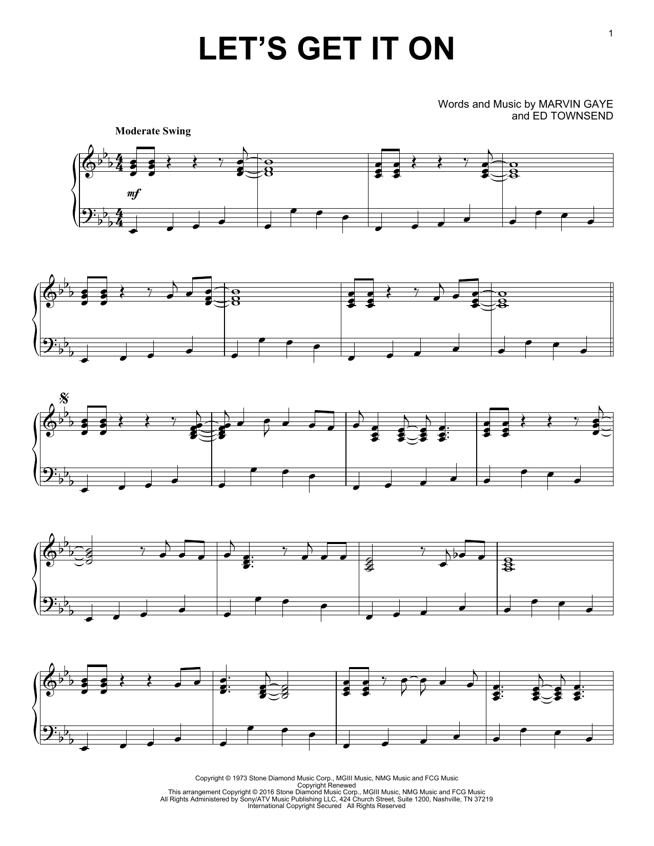Marvin Gaye Let's Get It On [Jazz version] sheet music notes and chords arranged for Piano Solo