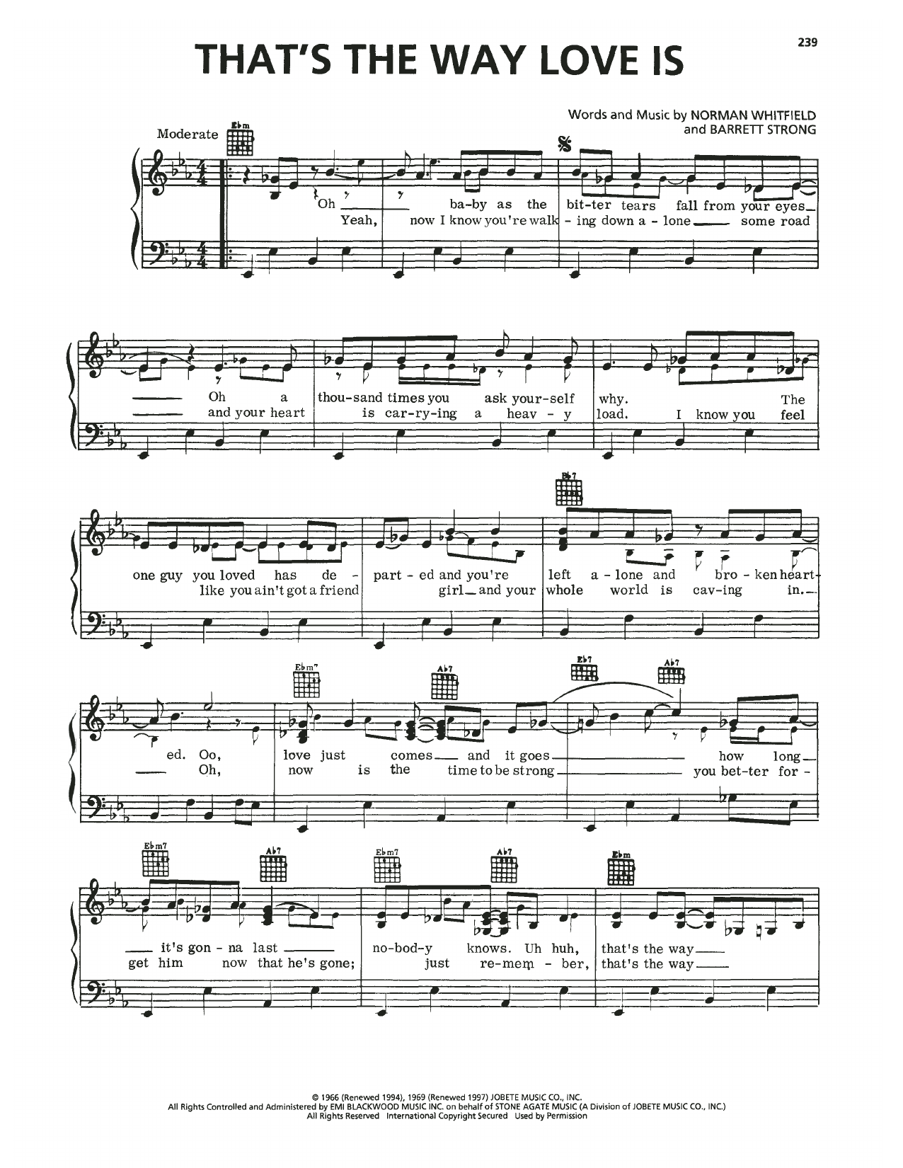 Marvin Gaye That's The Way Love Is sheet music notes and chords arranged for Piano, Vocal & Guitar Chords (Right-Hand Melody)