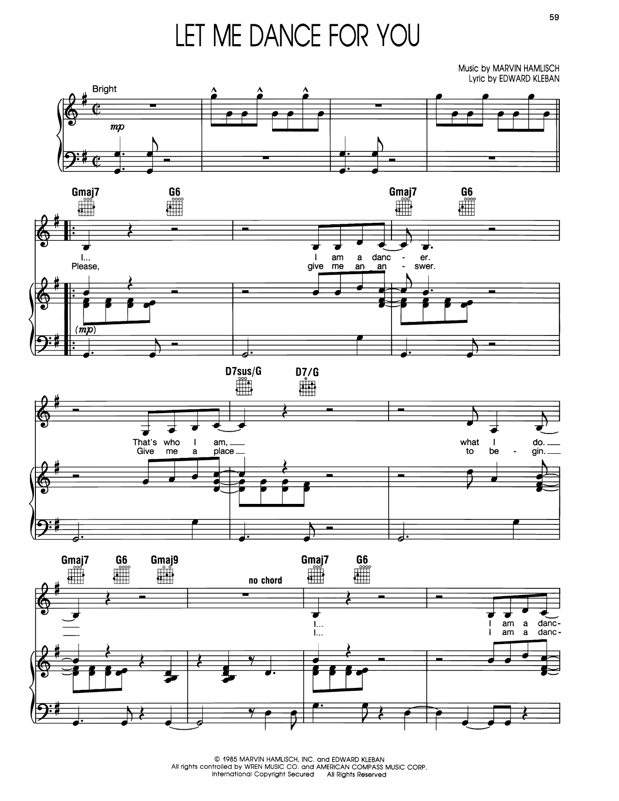 Marvin Hamlisch Let Me Dance For You (from A Chorus Line) sheet music notes and chords arranged for Piano, Vocal & Guitar Chords (Right-Hand Melody)
