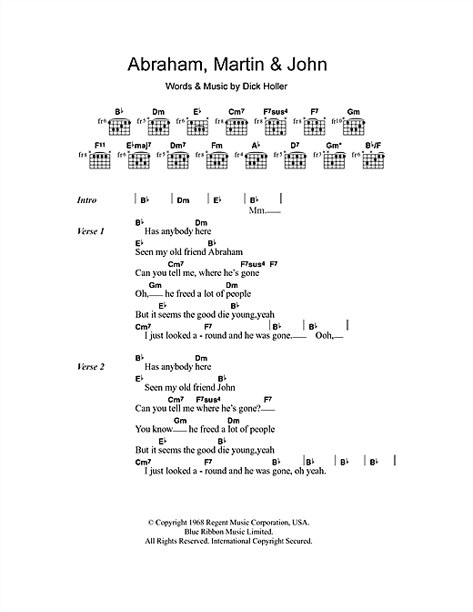 Marvin Gaye Abraham, Martin & John sheet music notes and chords arranged for Guitar Chords/Lyrics