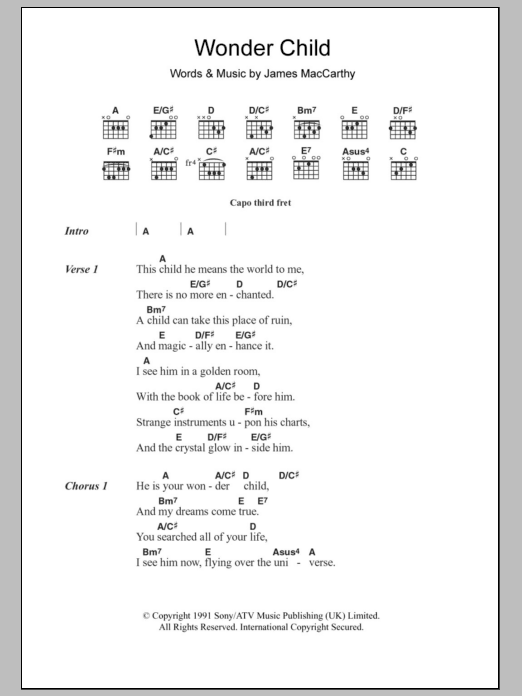 Mary Black Wonder Child sheet music notes and chords arranged for Guitar Chords/Lyrics