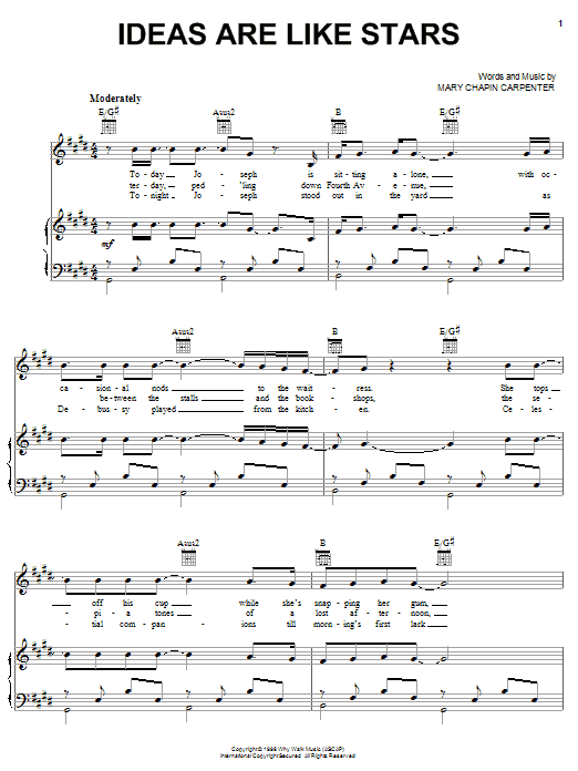 Mary Chapin Carpenter Ideas Are Like Stars sheet music notes and chords arranged for Piano, Vocal & Guitar Chords (Right-Hand Melody)