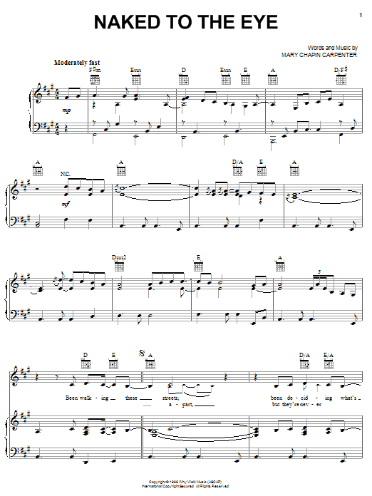 Mary Chapin Carpenter Naked To The Eye sheet music notes and chords arranged for Piano, Vocal & Guitar Chords (Right-Hand Melody)