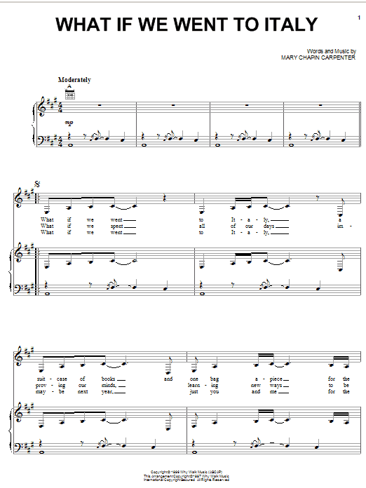 Mary Chapin Carpenter What If We Went To Italy sheet music notes and chords arranged for Piano, Vocal & Guitar Chords (Right-Hand Melody)