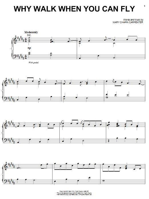 Mary Chapin Carpenter Why Walk When You Can Fly sheet music notes and chords arranged for Piano, Vocal & Guitar Chords (Right-Hand Melody)