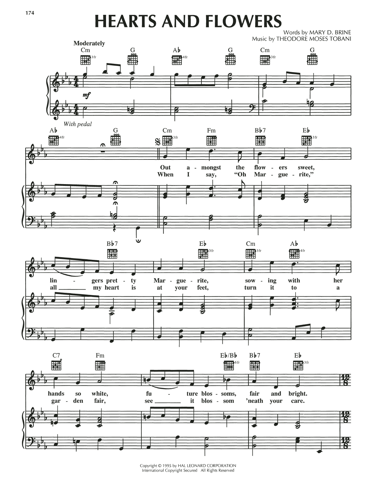 Mary D. Brine Hearts And Flowers sheet music notes and chords arranged for Piano, Vocal & Guitar Chords (Right-Hand Melody)