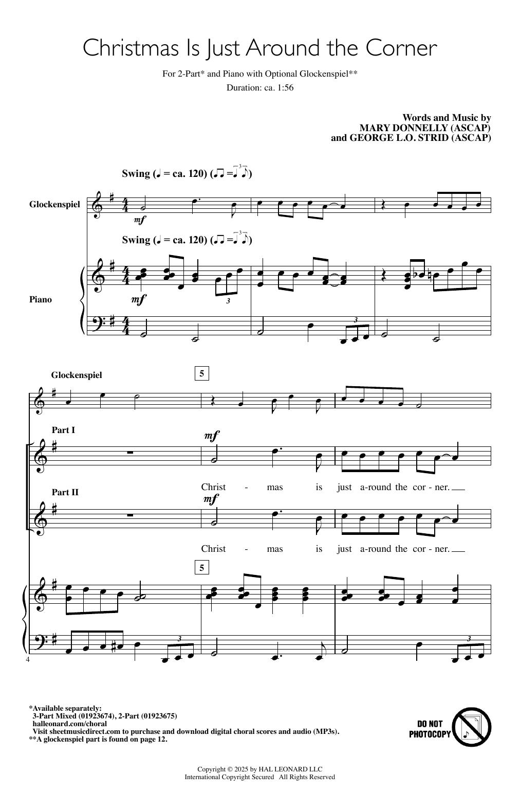 Mary Donnelly & George L.O. Strid Christmas Is Just Around The Corner sheet music notes and chords arranged for 3-Part Mixed Choir