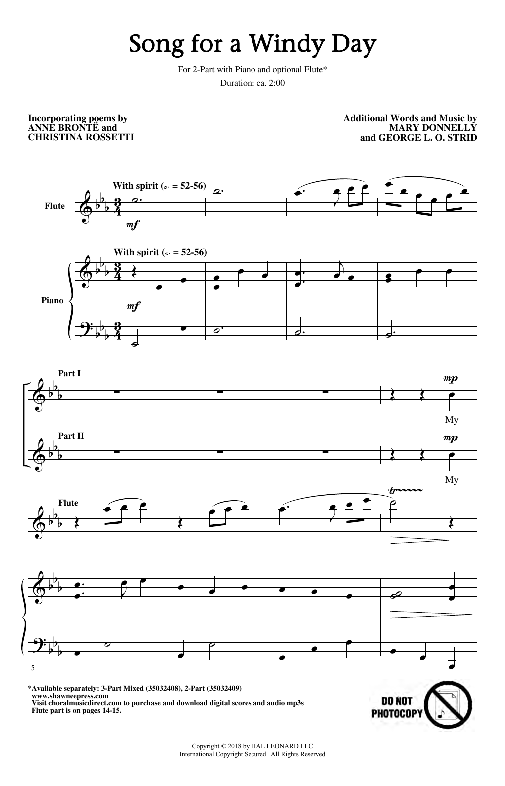 Mary Donnelly & George L.O. Strid Song For A Windy Day sheet music notes and chords arranged for 3-Part Mixed Choir