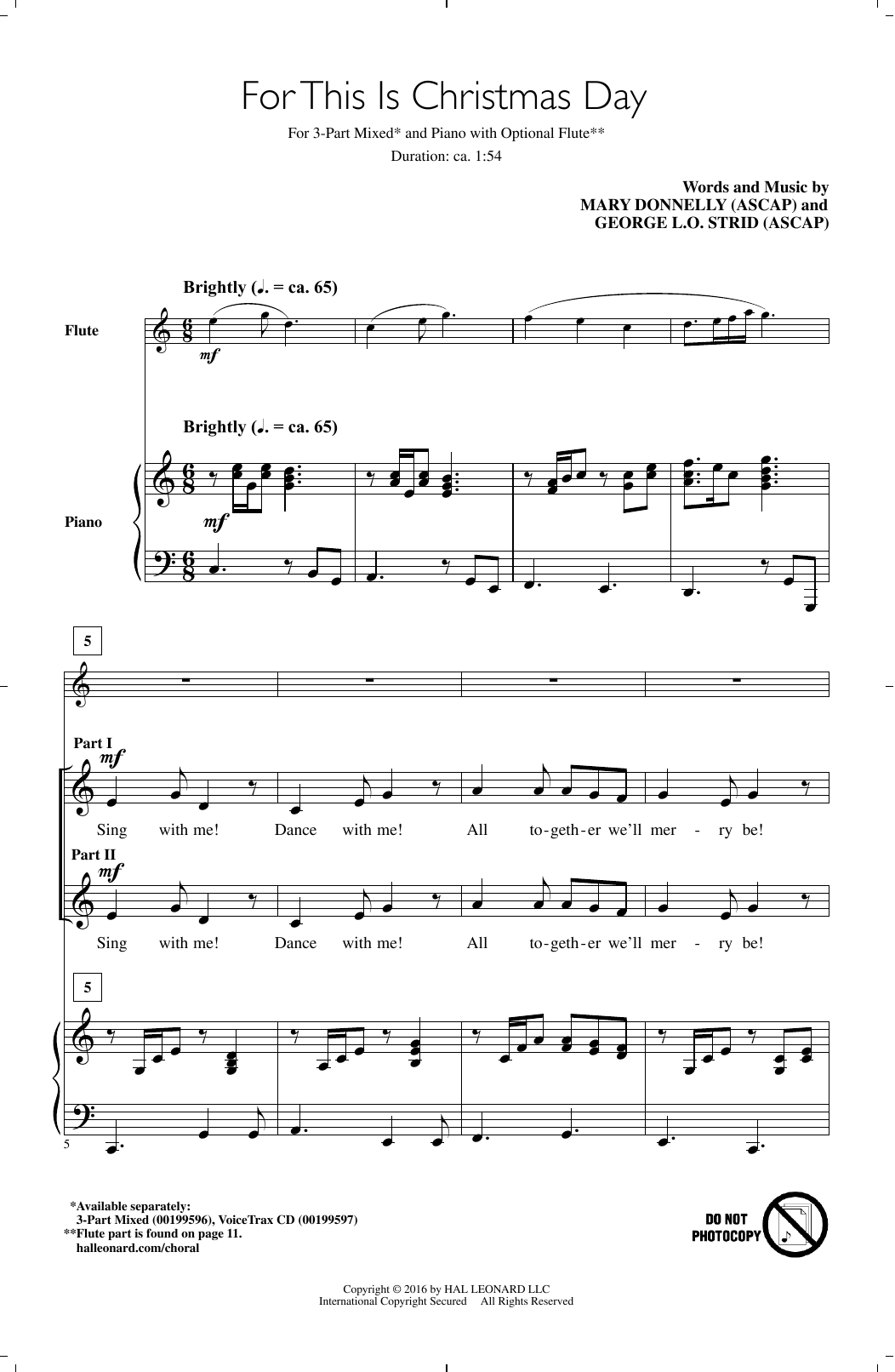 Mary Donnelly For This Is Christmas Day sheet music notes and chords arranged for 3-Part Mixed Choir