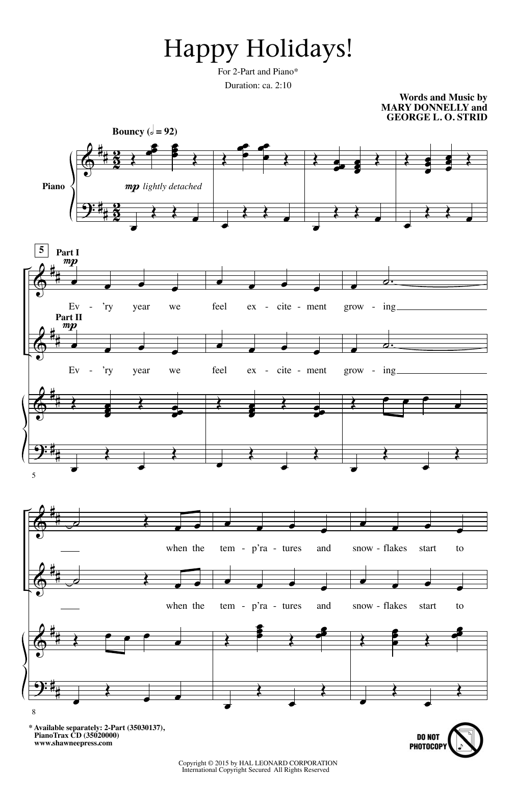 Mary Donnelly Happy Holidays! sheet music notes and chords arranged for 2-Part Choir