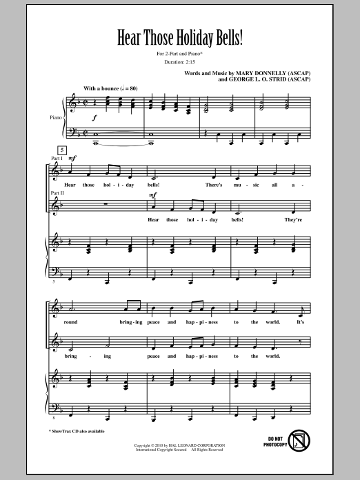 Mary Donnelly Hear Those Holiday Bells! sheet music notes and chords arranged for 2-Part Choir