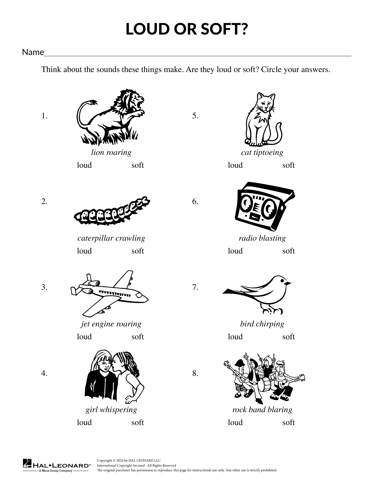 Mary Donelly Loud or Soft, High and Low sheet music notes and chords arranged for Theory Worksheet