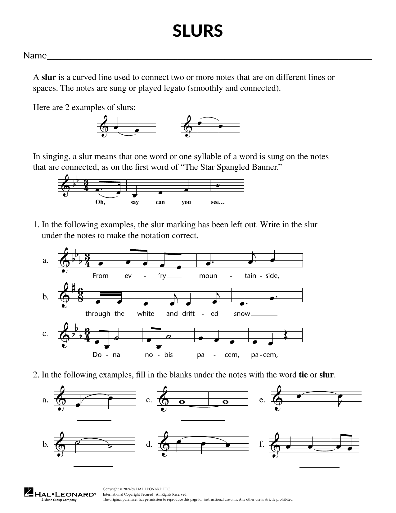 Mary Donelly Slurs sheet music notes and chords arranged for Theory Worksheet