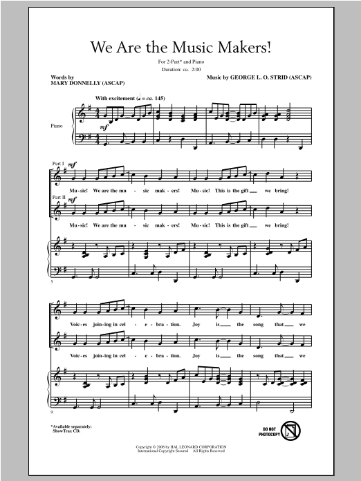 Mary Donnelly We Are The Music Makers! sheet music notes and chords arranged for 2-Part Choir