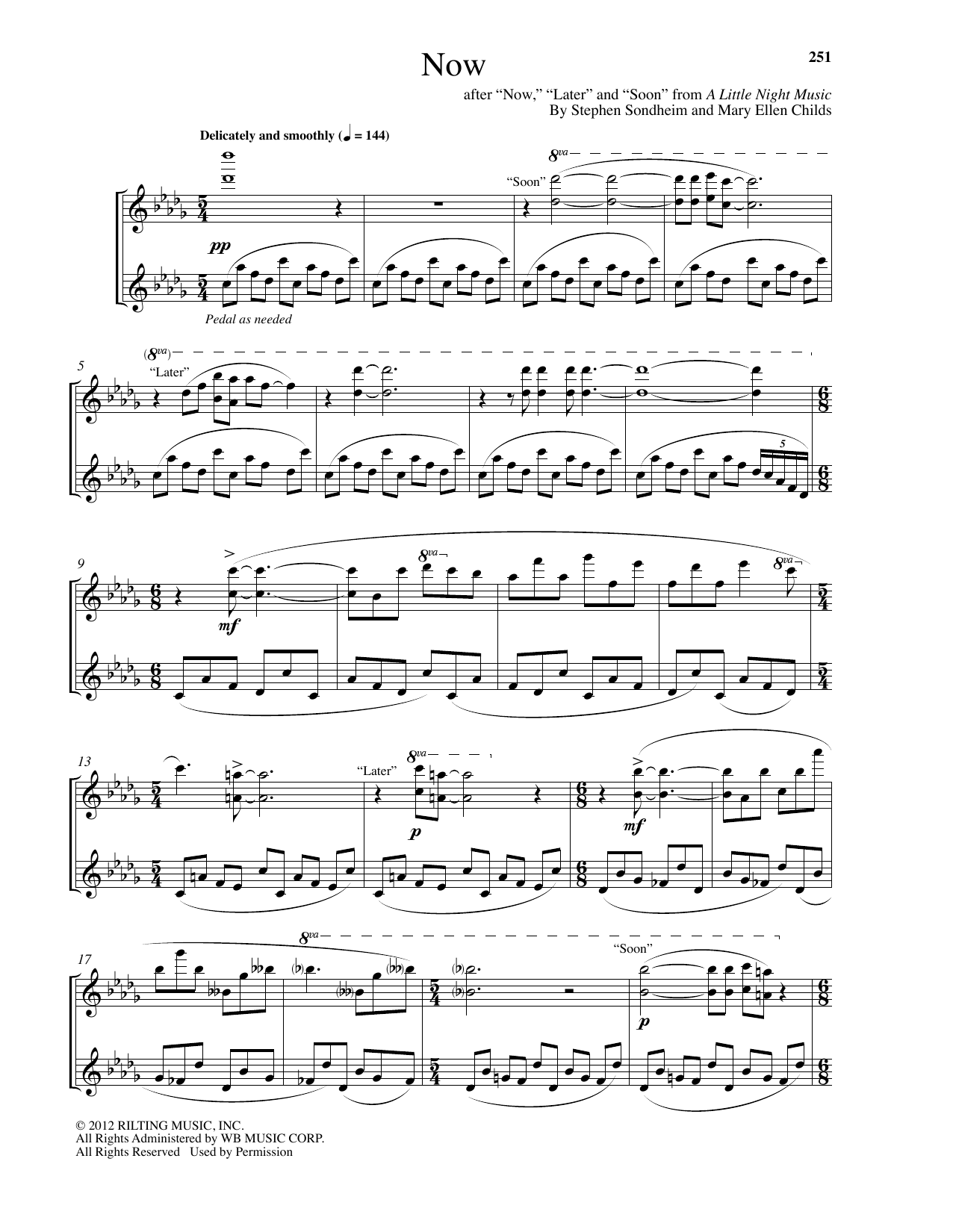 Mary Ellen Childs Now sheet music notes and chords arranged for Piano Solo