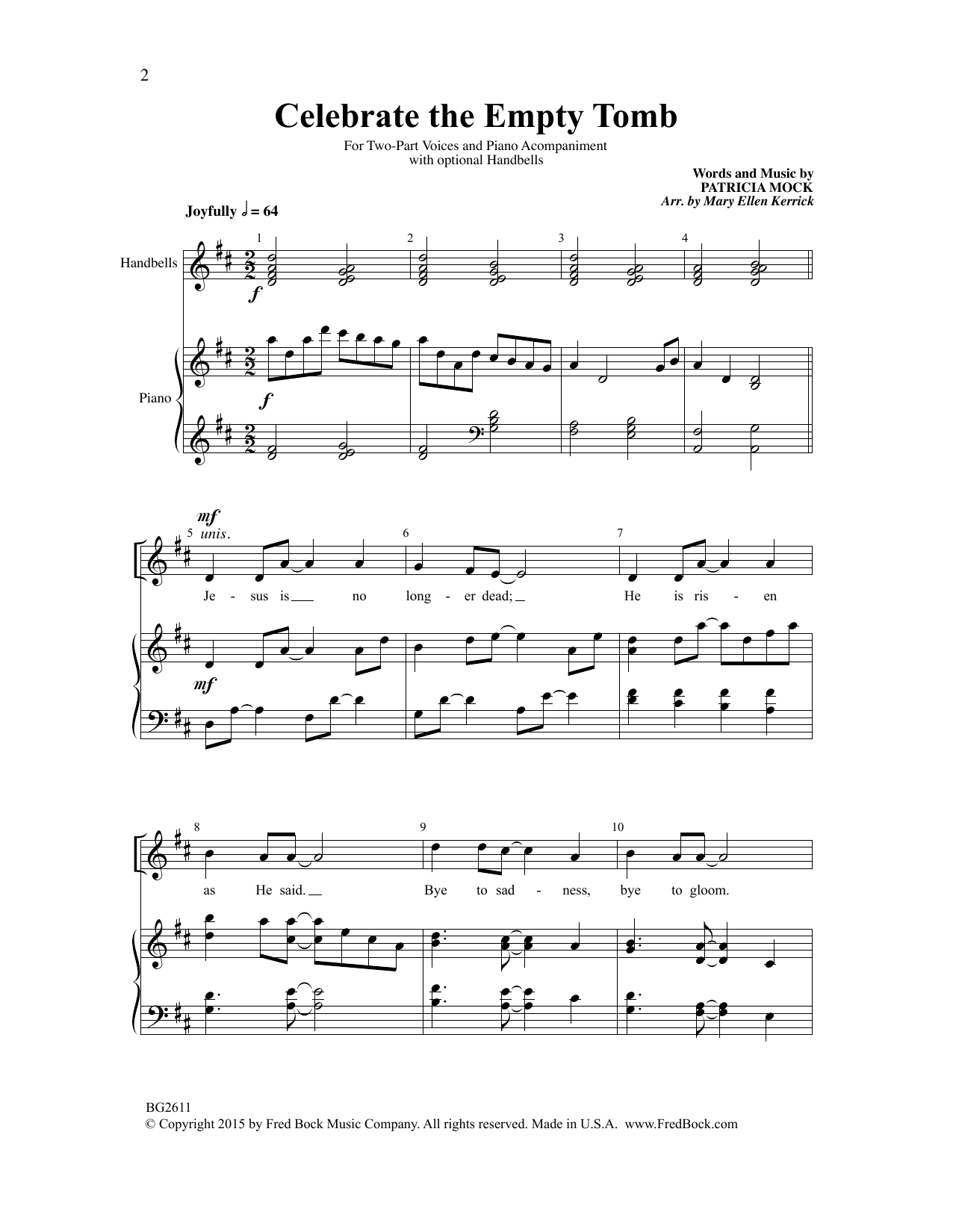 Mary Ellen Kerrick Celebrate the Empty Tomb sheet music notes and chords arranged for 2-Part Choir