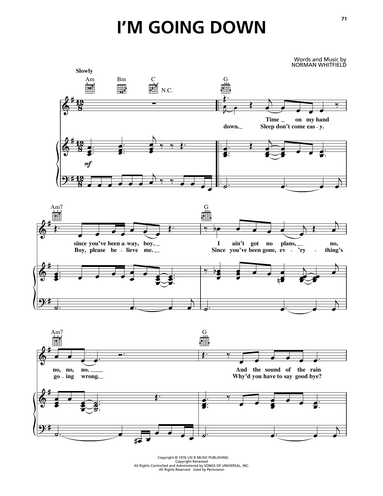 Mary J. Blige I'm Going Down sheet music notes and chords arranged for Piano, Vocal & Guitar Chords (Right-Hand Melody)