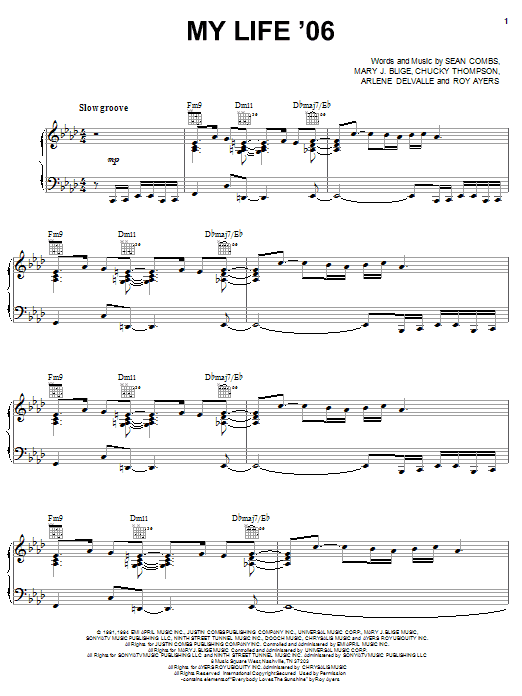 Mary J. Blige My Life '06 sheet music notes and chords arranged for Piano, Vocal & Guitar Chords (Right-Hand Melody)