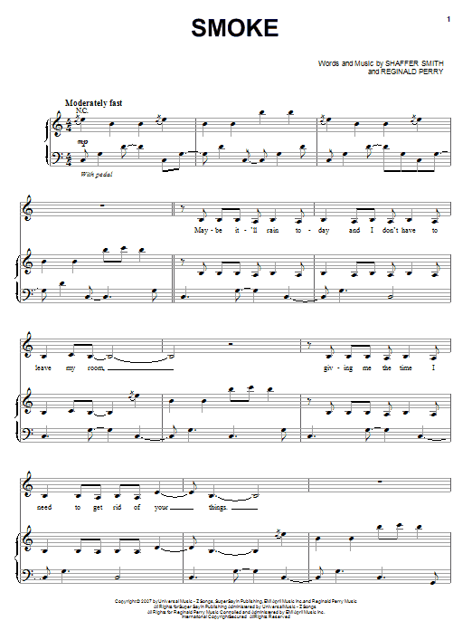 Mary J. Blige Smoke sheet music notes and chords arranged for Piano, Vocal & Guitar Chords (Right-Hand Melody)