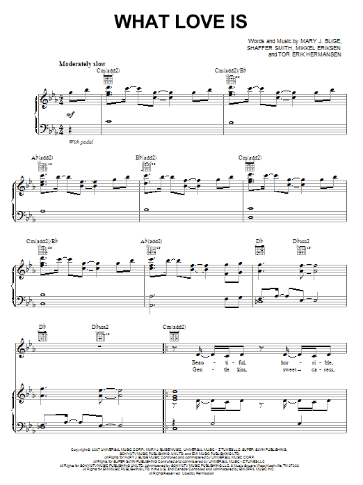 Mary J. Blige What Love Is sheet music notes and chords arranged for Piano, Vocal & Guitar Chords (Right-Hand Melody)
