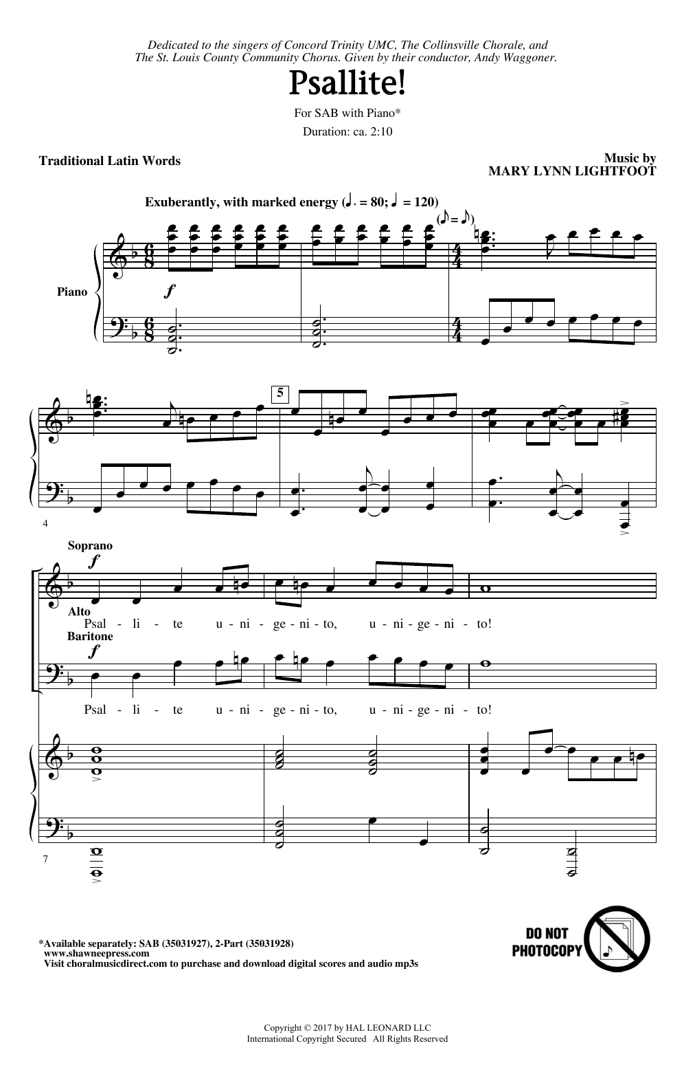 Mary Lynn Lightfoot Psallite! sheet music notes and chords arranged for 2-Part Choir