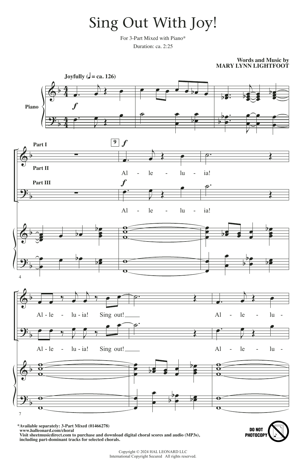 Mary Lynn Lightfoot Sing Out With Joy! sheet music notes and chords arranged for 3-Part Mixed Choir