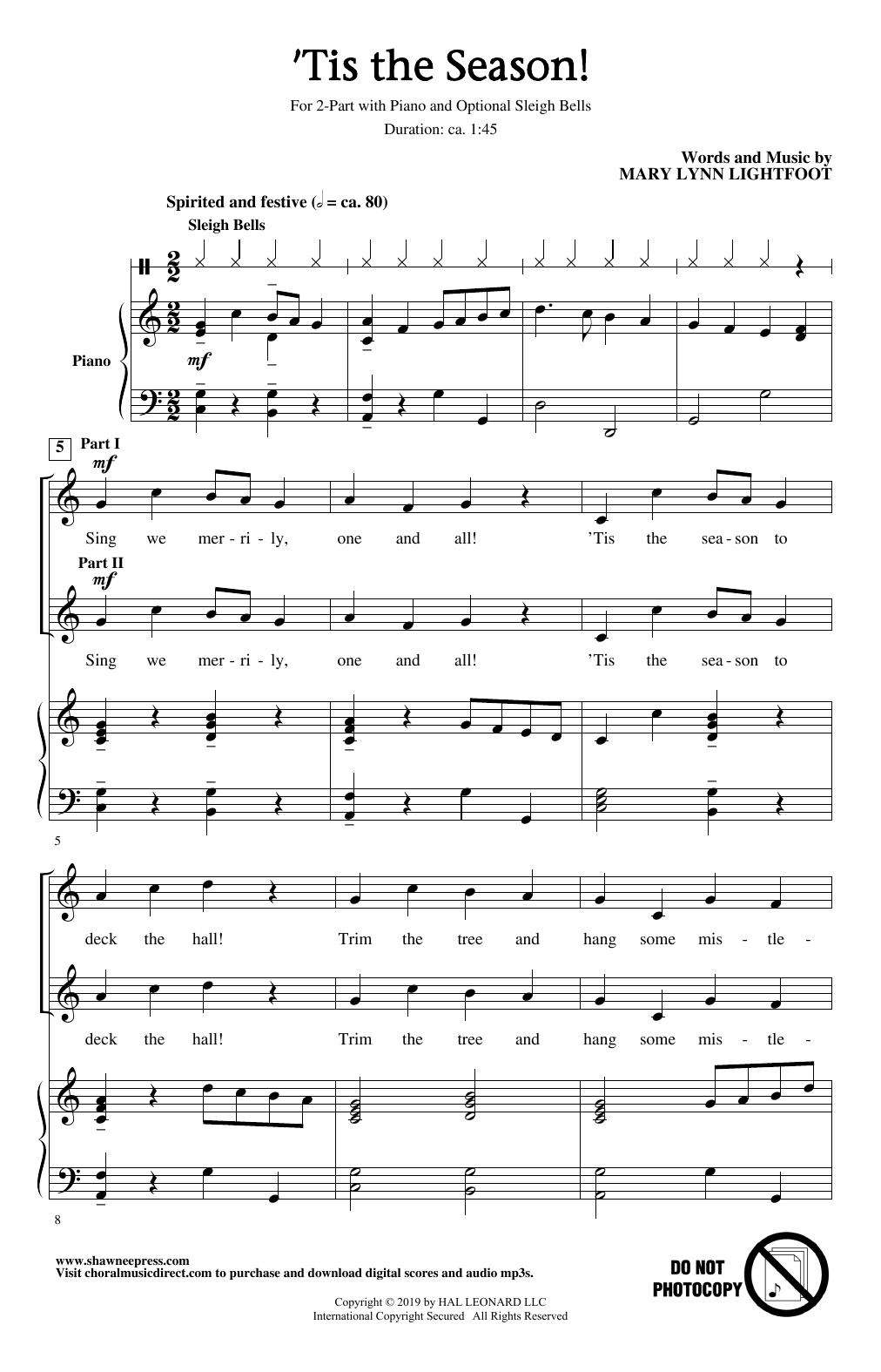 Mary Lynn Lightfoot 'Tis The Season! sheet music notes and chords arranged for 2-Part Choir