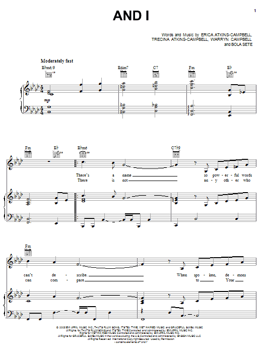 Mary Mary And I sheet music notes and chords arranged for Piano, Vocal & Guitar Chords (Right-Hand Melody)