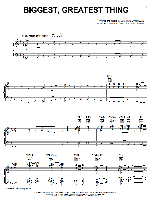 Mary Mary Biggest, Greatest Thing sheet music notes and chords arranged for Piano, Vocal & Guitar Chords (Right-Hand Melody)