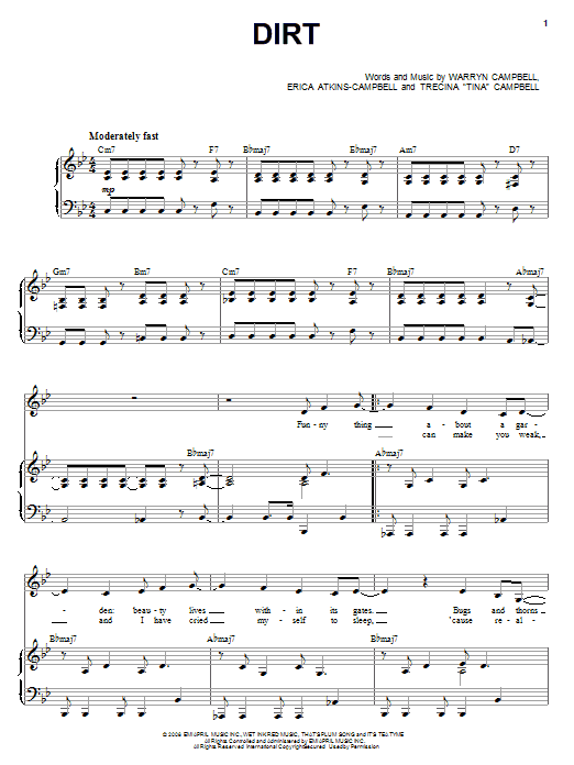 Mary Mary Dirt sheet music notes and chords arranged for Piano, Vocal & Guitar Chords (Right-Hand Melody)