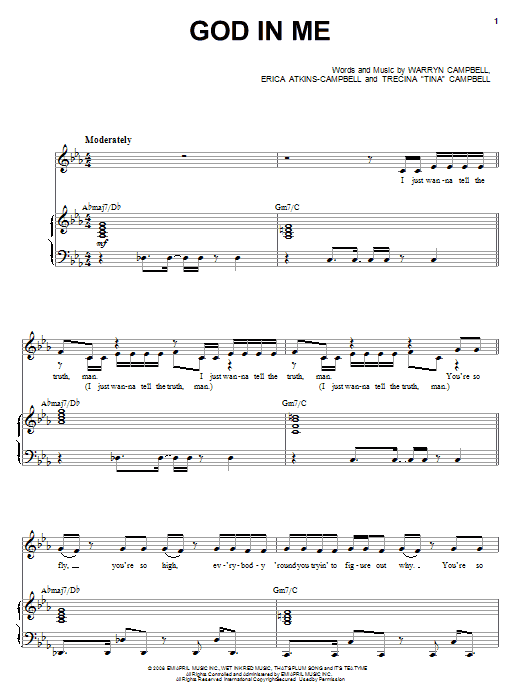 Mary Mary God In Me sheet music notes and chords arranged for Piano, Vocal & Guitar Chords (Right-Hand Melody)
