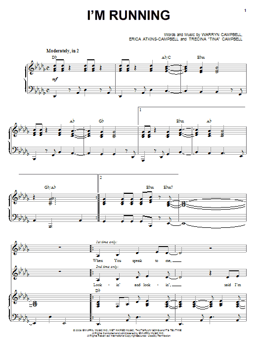 Mary Mary I'm Running sheet music notes and chords arranged for Piano, Vocal & Guitar Chords (Right-Hand Melody)