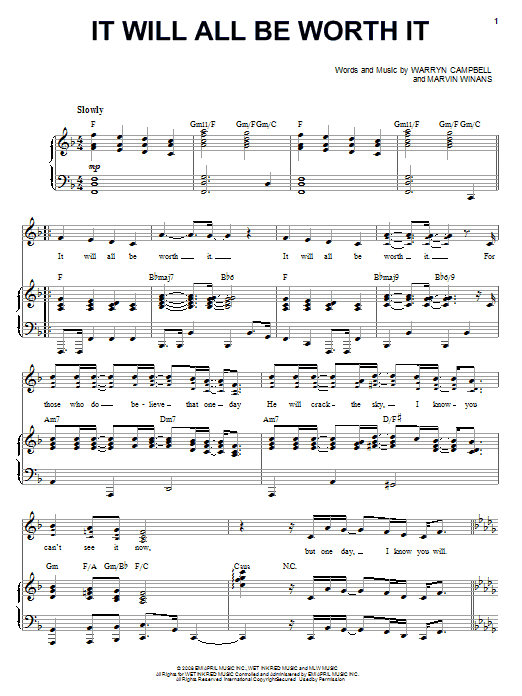 Mary Mary It Will All Be Worth It sheet music notes and chords arranged for Piano, Vocal & Guitar Chords (Right-Hand Melody)
